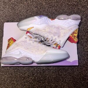 Nike Men's Lebron Shoes - White with Red and Yellow Accents